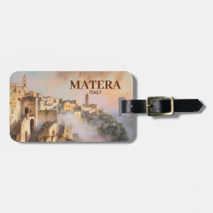 Antike Sassi di Matera Italien Reise Aquarell Gepäckanhänger