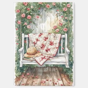 Antike Schaukel mit Quilt Charme im Rosenlook Magnet