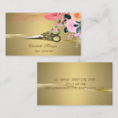 Antike Schere Blumen Feder Faux Gold  Visitenkarte (Vorne/Hinten)