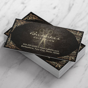 Antike Schere Dark Damask Friseursalon Visitenkarte