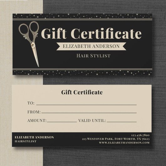 Antike Schere Friseur-Geschenkgutschein