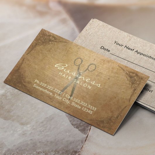 Antike Schere Gerahmt Haarbalon Ernennung Terminkarte