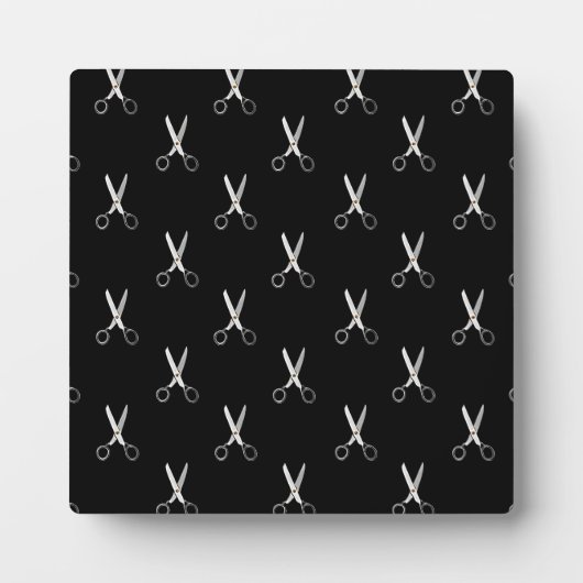 Antike Schere Schwarzes Minimalistisches Muster Fotoplatte (Vorderseite)