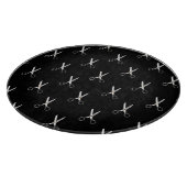 Antike Schere Schwarzes Minimalistisches Muster Schneidebrett (Ecke)