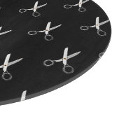 Antike Schere Schwarzes Minimalistisches Muster Schneidebrett (Ecke)