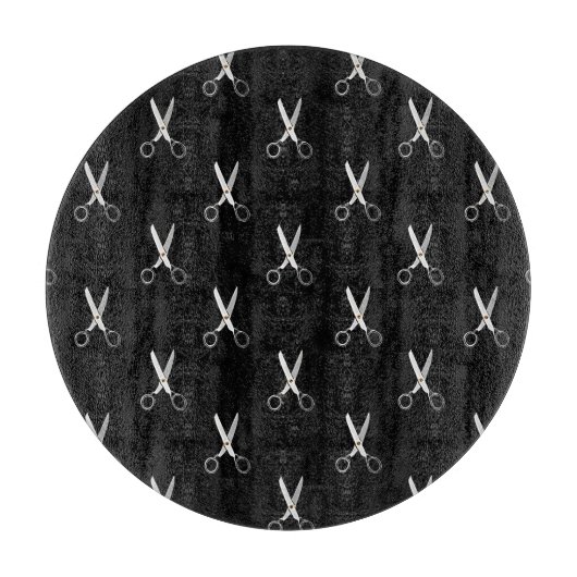 Antike Schere Schwarzes Minimalistisches Muster Schneidebrett (Vorderseite)
