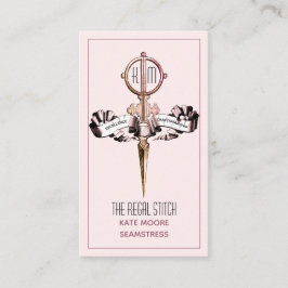 Antike Schere und rosa Banner Seamstress Visitenkarte