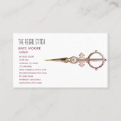 Antike Schere und rosa Banner Seamstress Visitenkarte (Rückseite)