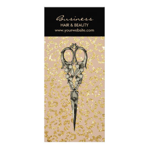 Antike Schere Vintage Gold Leopard Friseursalon Werbekarte