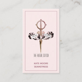 Antike Scheren und Fahnen-rosa Näherin Visitenkarte