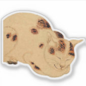 Antike Schlafkatze Japanischer Holzblock Ukiyo-e Aufkleber (Vorderseite)