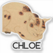 Antike Schlafkatze Japanischer Holzblock Ukiyo-e Aufkleber (Vorderseite)