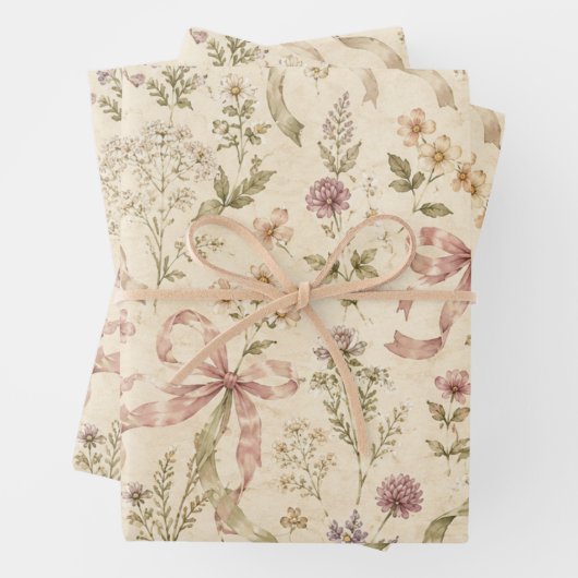 Antike Schleifenbögen Cottagecore Geschenkpapier Set (Beispiel)