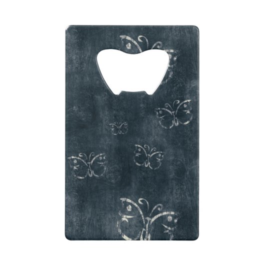 Antike Schmetterlinge auf dunkelblau Geldbeutel Flaschenöffner (Vorderseite)