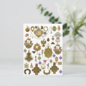 Antike Schmuckstücke Vintage Kunst Illustrationen  Postkarte (Stehend Vorderseite)