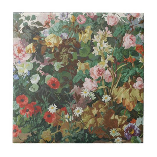 Antike schöne Blumen Blumenmalerei Fliese (Vorderseite)