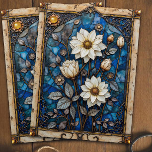 Antike schöne Blumen Glasmalerei Decoupage Seidenpapier