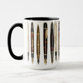 Antike-Schreibfedern-Collage-Muster Tasse (Links)