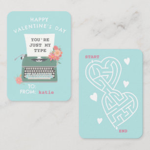 Antike Schreibmaschine Blumen Klassenzimmer Valent Mitteilungskarte