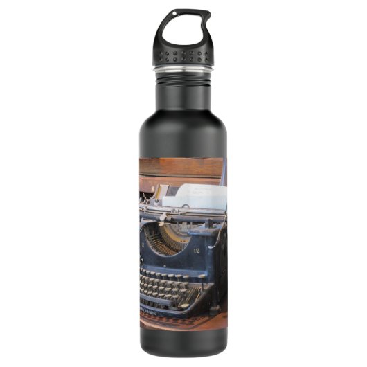 Antike Schreibmaschine Edelstahlflasche (Vorderseite)
