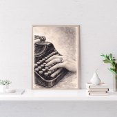 Antike Schreibmaschine mit Diamantring – Romantisc Poster