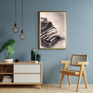 Antike Schreibmaschine mit Diamantring – Romantisc Poster