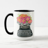 Antike Schreibmaschine mit fröhlichen und farbenfr Tasse (Links)