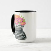 Antike Schreibmaschine mit fröhlichen und farbenfr Tasse (Vorderseite Links)