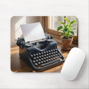 Antike Schreibmaschine mit leerem Blatt Papier Mousepad
