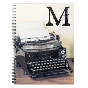 Antike Schreibmaschine Monogramm Anfangs Notizbuch Notizblock