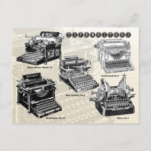 Antike Schreibmaschinen - Illustrationen Postkarte