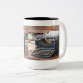 Antike Schreibmaschinen-Tasse Zweifarbige Tasse (VorderseiteRechts)