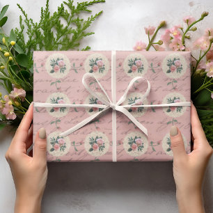 Antike Schriftzüge Vintage-Rosen Spitze-Doilies Geschenkpapier