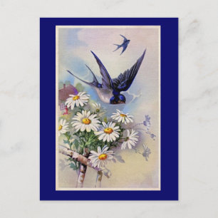 Antike Schwalben-Druck-Postkarte Postkarte