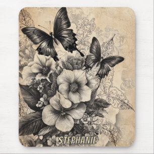 Antike Schwalbenschwanz-Schmetterling Botanik Mousepad