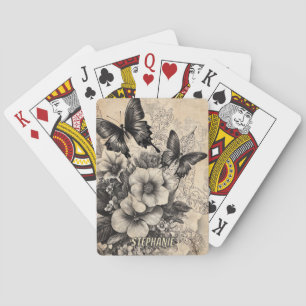 Antike Schwalbenschwanz-Schmetterling Botanik Spielkarten