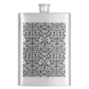 Antike Schwarz-Weiß-Damask-Lace-Brokat Flachmann
