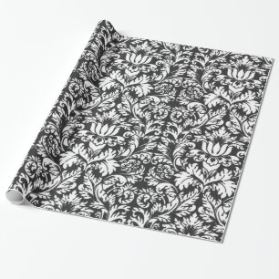 Antike Schwarz-Weiß-Damask-Lace-Brokat Geschenkpapier
