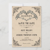 Antike Schwarz-Weiß-Gotik-Bogen-Hochzeit  Save The Date (Vorderseite)