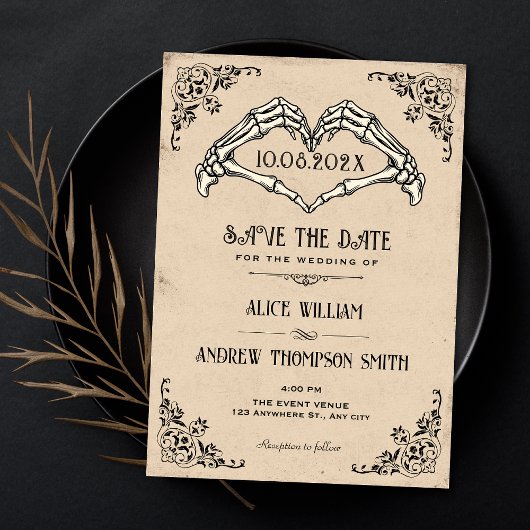 Antike Schwarz-Weiß-Gotik-Bogen-Hochzeit  Save The Date