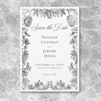 Antike Schwarz-Weiß-Tapete Florale Hochzeit