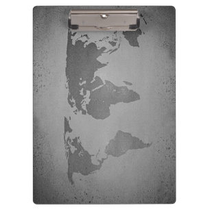 Antike Schwarz-Weiß-Weltkarte Klemmbrett