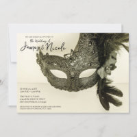 Antike schwarze Feder-Maskenball-Maske Beige Hochz
