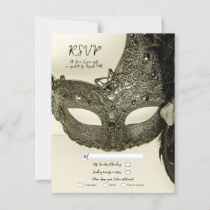 Antike schwarze Feder-Maskenball-Maske Hochzeit RS Einladung