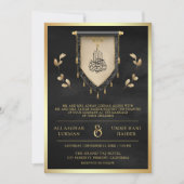 Antike Schwarze-Gold-Scroll-muslimische Hochzeit Einladung (Vorderseite)
