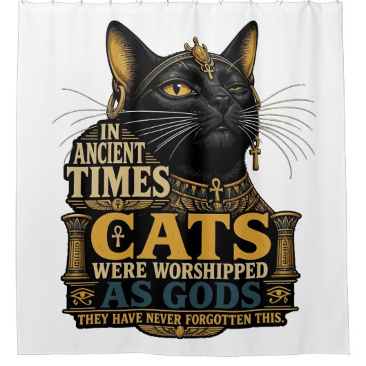 Antike Schwarze Katze Haltung Duschvorhang (Vorderseite)