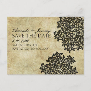 Antike Schwarze Queen Anne's Lace Save the Date Ankündigungspostkarte