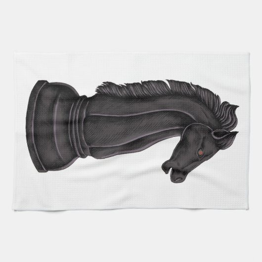 Antike schwarze Schachfigur Geschirrtuch (Horizontal)
