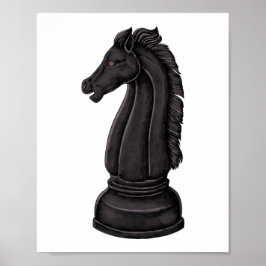 Antike schwarze Schachfigur Poster