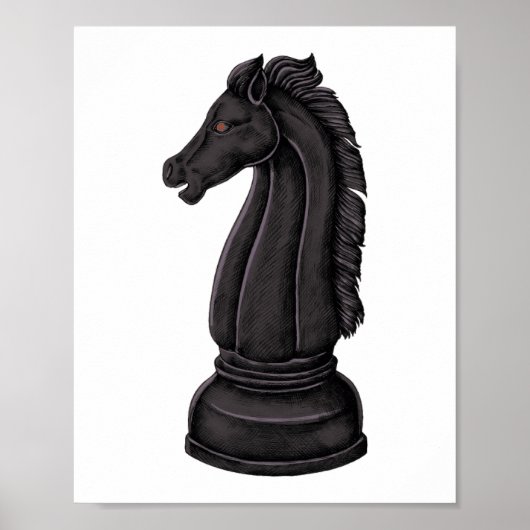 Antike schwarze Schachfigur Poster (Vorne)
